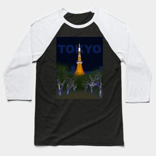 Tokyo Tower (Night, TOKYO) Baseball T-Shirt